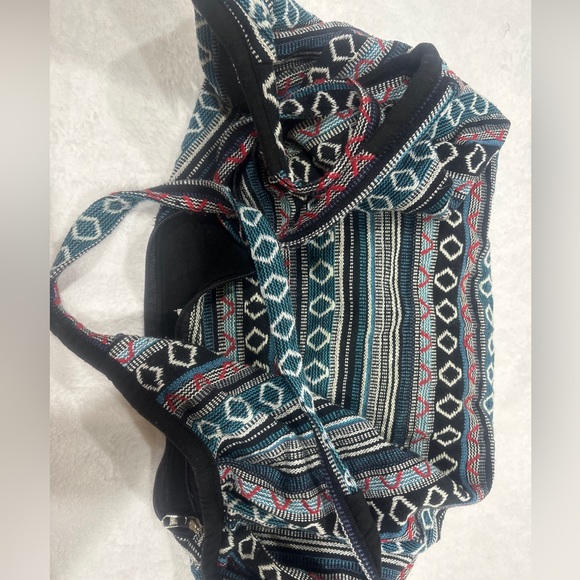 Tribe Azure Cotton Shoulder Banana Tote boho bohemian multi color festival - Picture 3 of 4